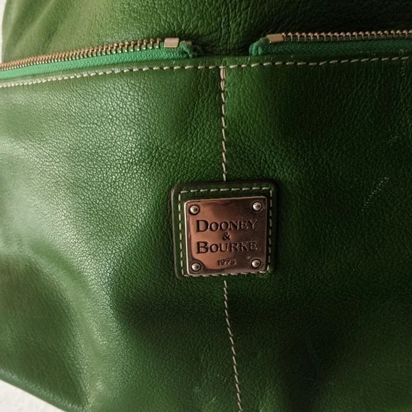 Dooney & Bourke Green Leather Satchel Shoulder Bag - Picture 2 of 6